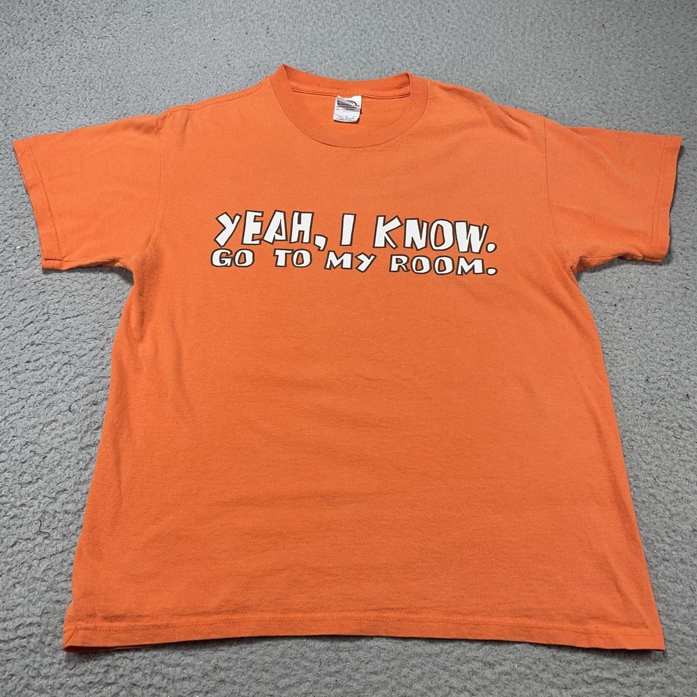 Vintage Delta Shirt Mens Medium Orange Yeah I Know Go To My‎ Room Graphic Tee
